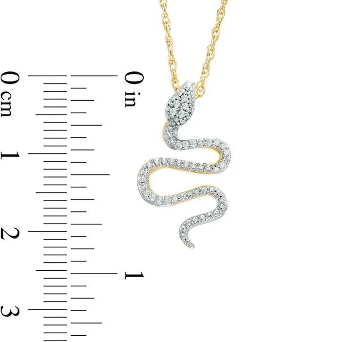 Necklaces Goldia 01 CT TW Natural Diamond Snake Pendant in 10K Yellow Gold Necklaces Goldia 01 CT TW Natural Diamond Snake Pendant in 10K Yellow Gold