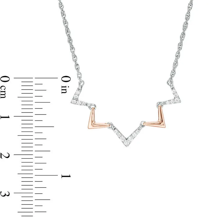 Necklaces Goldia 013 CT TW Natural Diamond Alternating Chevron Necklace in Sterling Silver and 10K Rose Gold 165 Necklaces Goldia 013 CT TW Natural Diamond Alternating Chevron Necklace in Sterling Silver and 10K Rose Gold 165