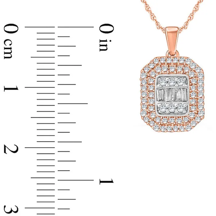 Necklaces Goldia 033 CT TW Composite Baguette and Round Natural Diamond Octagon Frame Pendant in 10K Rose Gold Necklaces Goldia 033 CT TW Composite Baguette and Round Natural Diamond Octagon Frame Pendant in 10K Rose Gold