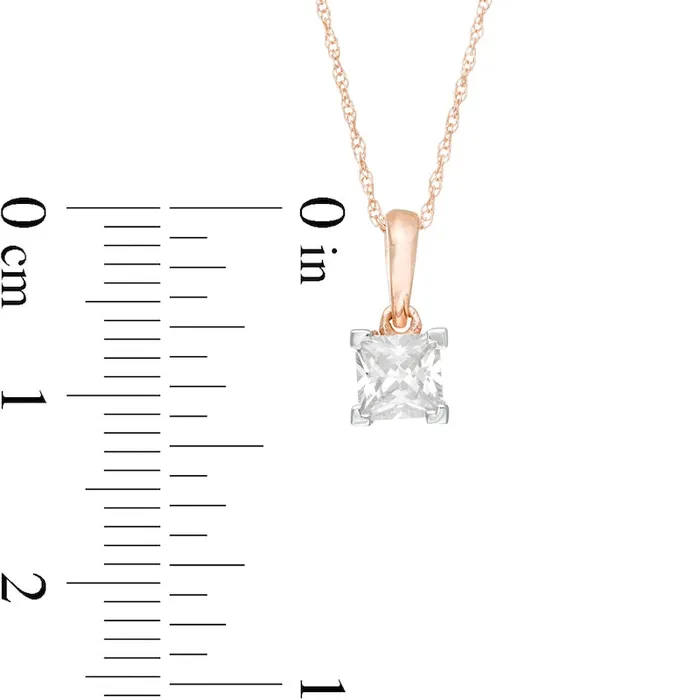 Necklaces Goldia 05 CT PrincessCut Natural Clarity Enhanced Solitaire Pendant in 10K Rose Gold Necklaces Goldia 05 CT PrincessCut Natural Clarity Enhanced Solitaire Pendant in 10K Rose Gold