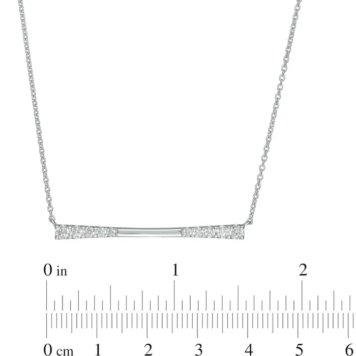 Necklaces Goldia 05 CT TW Journey Natural Diamond Sideways Bar Necklace in 10K White Gold Necklaces Goldia 05 CT TW Journey Natural Diamond Sideways Bar Necklace in 10K White Gold