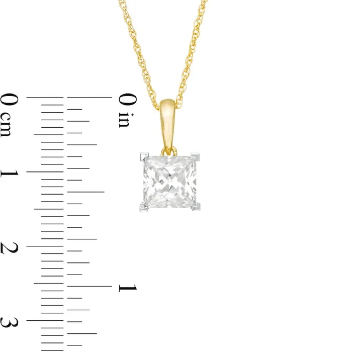 Necklaces Goldia 1 CT PrincessCut Natural Clarity Enhanced Solitaire Pendant in 10K Yellow Gold Necklaces Goldia 1 CT PrincessCut Natural Clarity Enhanced Solitaire Pendant in 10K Yellow Gold