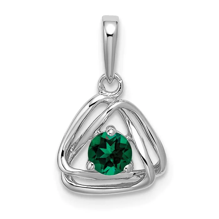 Necklaces Goldia 14k White Gold Created Emerald Triangle Pendant