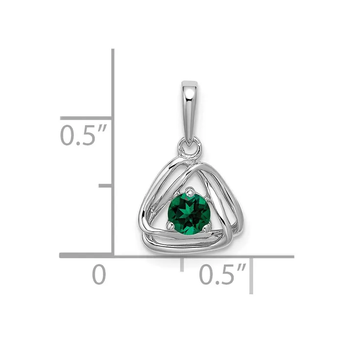 Necklaces Goldia 14k White Gold Created Emerald Triangle Pendant
