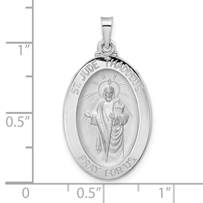 Necklaces Goldia 14k White Gold Polished St Jude Oval Solid Medal Pendant