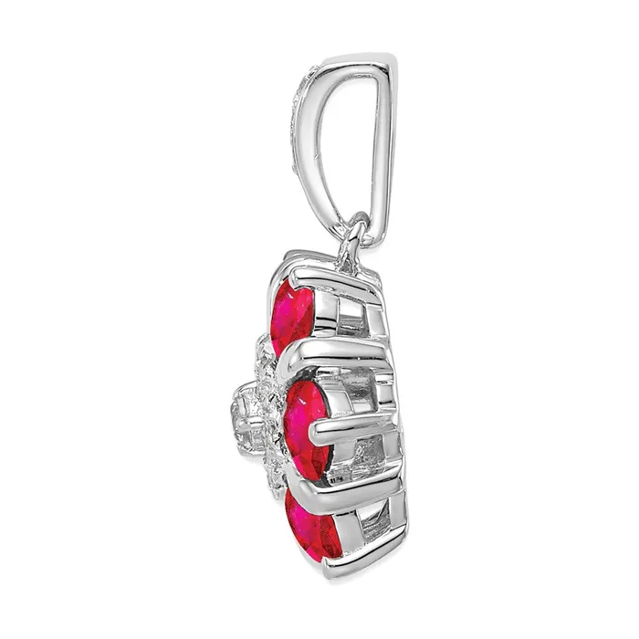 Necklaces Goldia 14k White Gold Ruby and Real Diamond Floral Pendant