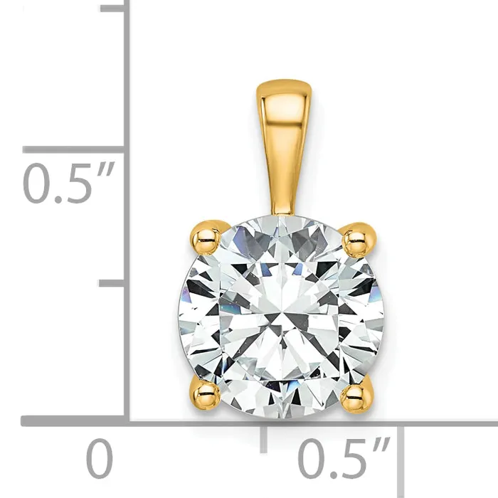 Necklaces Goldia 14k Yellow Gold 3 Ct Certified Lab Grown Diamond VSSI G Round Four Prong Pendant