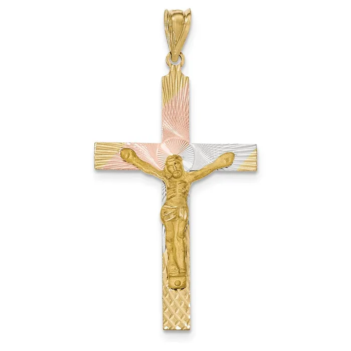 Necklaces Goldia 14k Yellow Rhodium Gold and Rhodium Crucifix Cross Pendant