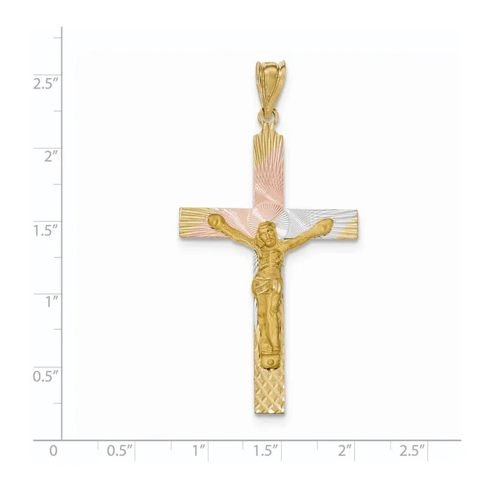 Necklaces Goldia 14k Yellow Rhodium Gold and Rhodium Crucifix Cross Pendant