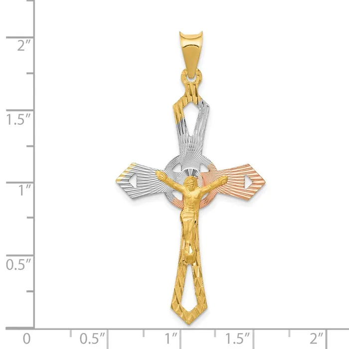 Necklaces Goldia 14k Yellow Rhodium Gold and Rhodium Crucifix Cross Pendant