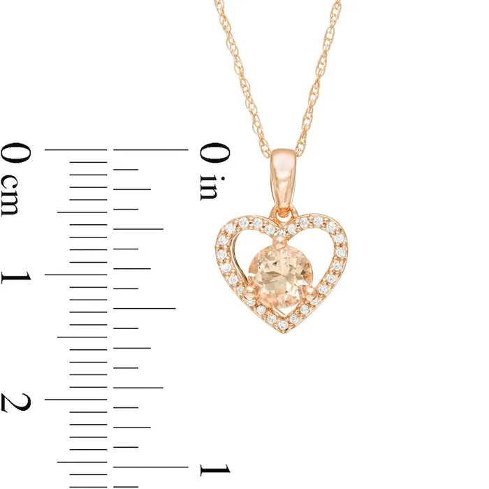 Necklaces Goldia 50mm Morganite and 007 CT TW Natural Diamond Heart Pendant in 10K Rose Gold Necklaces Goldia 50mm Morganite and 007 CT TW Natural Diamond Heart Pendant in 10K Rose Gold