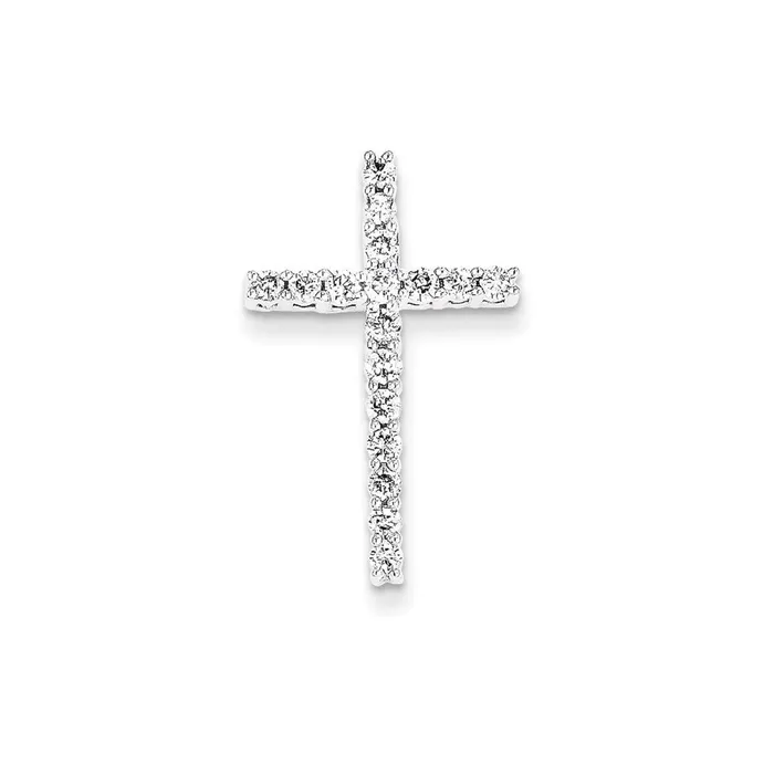 Necklaces Goldiacom 14K White Gold Diamond Cross Pendant