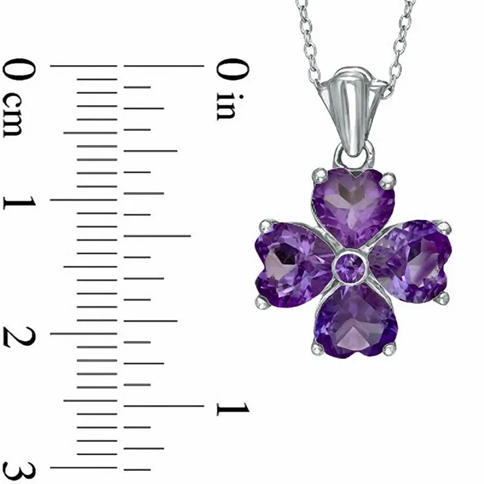 Necklaces Goldia HeartShaped Amethyst Clover Pendant in Sterling Silver Necklaces Goldia HeartShaped Amethyst Clover Pendant in Sterling Silver