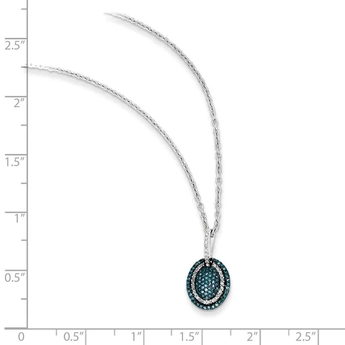 Necklaces Goldia Sterling Silver Blue and White Diamond Oval Pendant