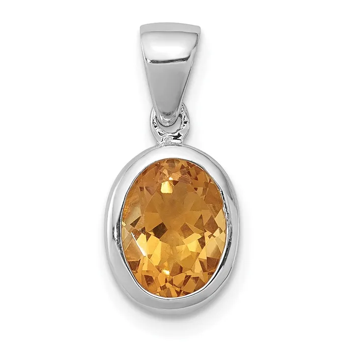 Necklaces Goldia Sterling Silver Rhodium Citrine Pendant