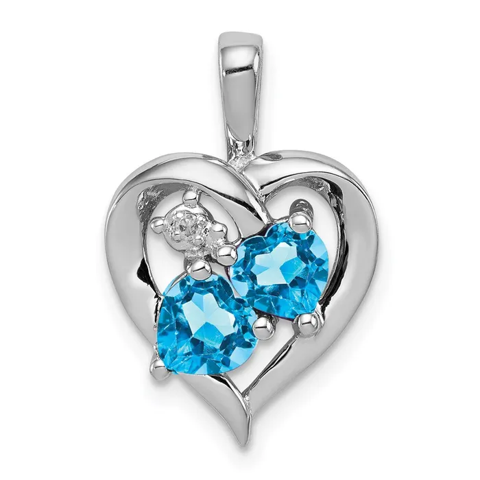 Necklaces Goldia Sterling Silver Rhodiumplated Blue Topaz Diamond Pendant