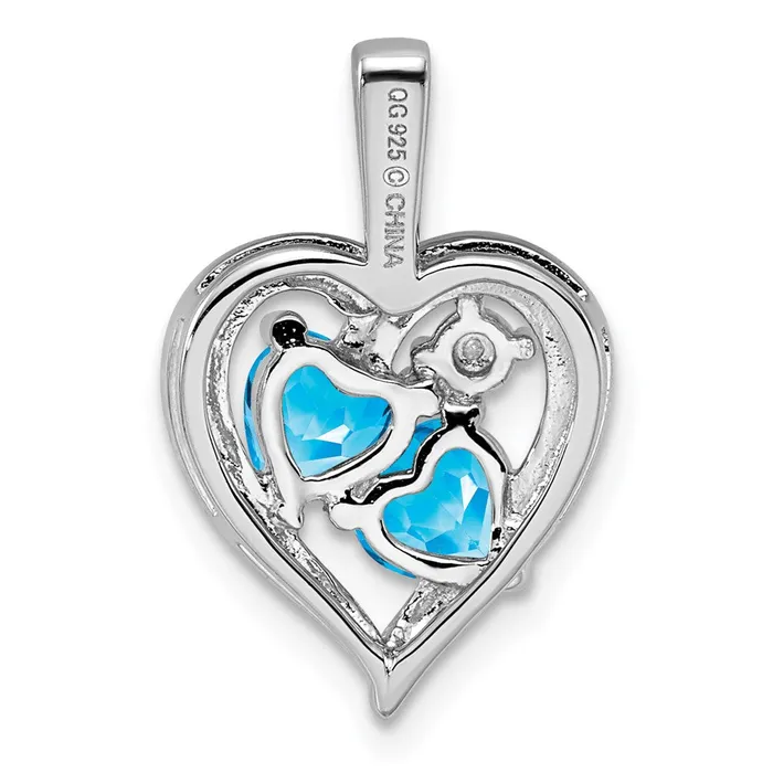 Necklaces Goldia Sterling Silver Rhodiumplated Blue Topaz Diamond Pendant