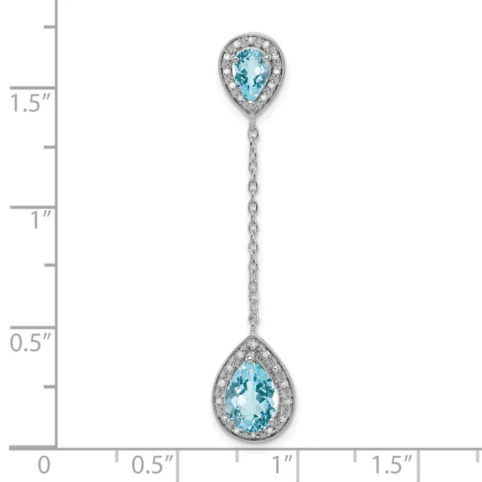 Necklaces Goldia Sterling Silver Rhodiumplated Diamond Light Swiss Blue Pendant