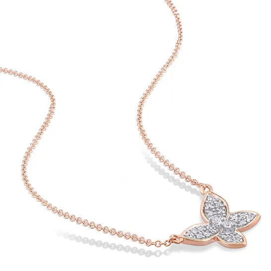 Necklaces JMS always Original AMOUR 18 CT TDW Diamond Butterfly Pendant with Chain In 10K Rose Gold Necklaces JMS always Original AMOUR 18 CT TDW Diamond Butterfly Pendant with Chain In 10K Rose Gold