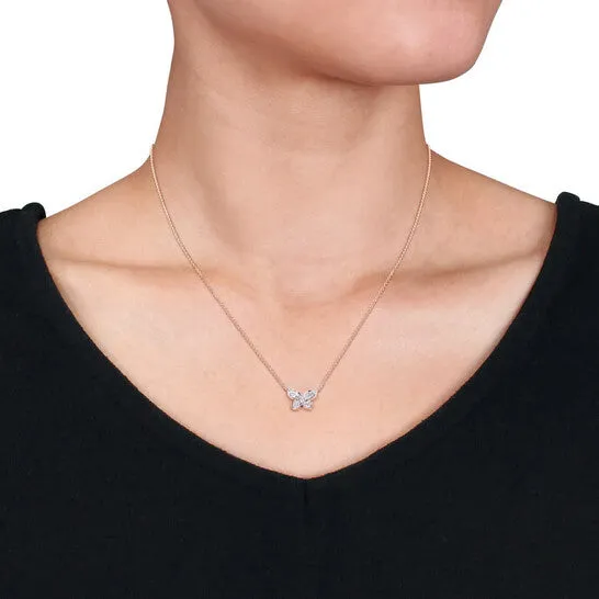Necklaces JMS always Original AMOUR 18 CT TDW Diamond Butterfly Pendant with Chain In 10K Rose Gold Necklaces JMS always Original AMOUR 18 CT TDW Diamond Butterfly Pendant with Chain In 10K Rose Gold