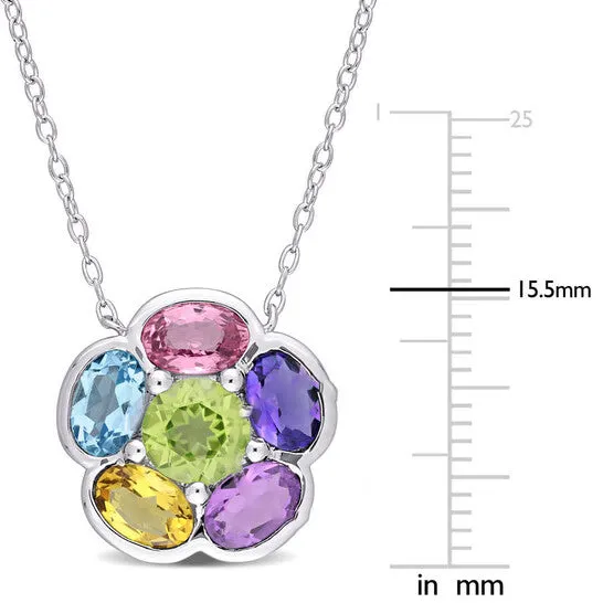 Necklaces JMS always Original AMOUR 3 13 CT TGW Multigem Floral Pendant In Sterling Silver Necklaces JMS always Original AMOUR 3 13 CT TGW Multigem Floral Pendant In Sterling Silver