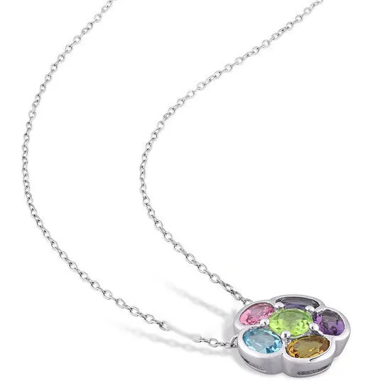 Necklaces JMS always Original AMOUR 3 13 CT TGW Multigem Floral Pendant In Sterling Silver Necklaces JMS always Original AMOUR 3 13 CT TGW Multigem Floral Pendant In Sterling Silver