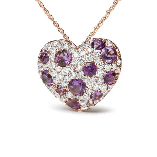 Necklaces JMS always Original Haus of Brilliance 18K Rose Gold 34 Cttw Diamond and Purple Amethyst Cluster Heart Shape 18 Pendant Necklace GH Color SI1SI2 Clarity Necklaces JMS always Original Haus of Brilliance 18K Rose Gold 34 Cttw Diamond and Purple Amethyst Cluster Heart Shape 18 Pendant Necklace GH Color SI1SI2 Clarity