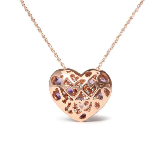 Necklaces JMS always Original Haus of Brilliance 18K Rose Gold 34 Cttw Diamond and Purple Amethyst Cluster Heart Shape 18 Pendant Necklace GH Color SI1SI2 Clarity Necklaces JMS always Original Haus of Brilliance 18K Rose Gold 34 Cttw Diamond and Purple Amethyst Cluster Heart Shape 18 Pendant Necklace GH Color SI1SI2 Clarity