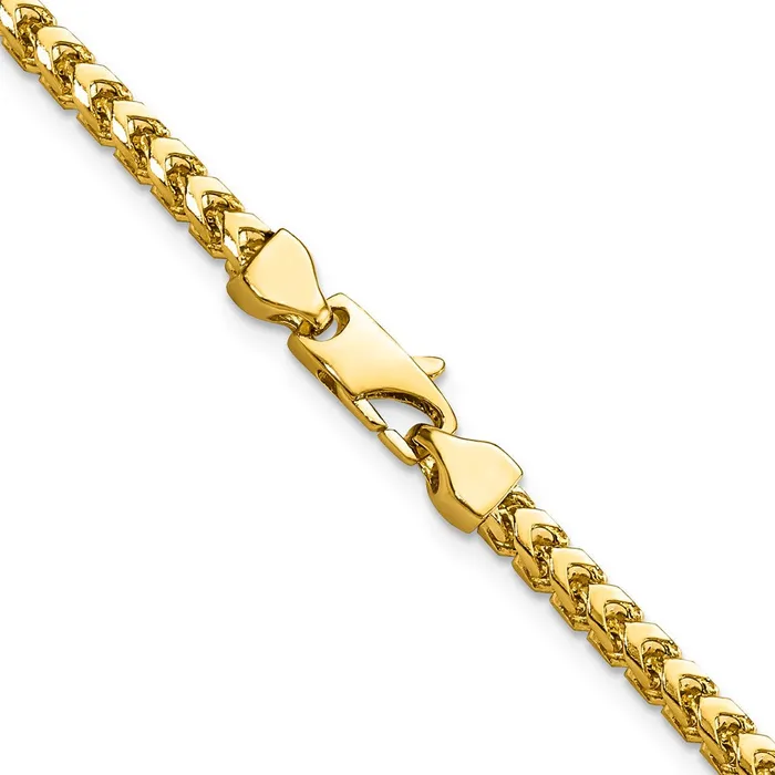 Necklaces MDS 14K Yellow Gold 18 inch 3mm Franco with Fancy Lobster Clasp Chain Necklace Necklaces MDS 14K Yellow Gold 18 inch 3mm Franco with Fancy Lobster Clasp Chain Necklace