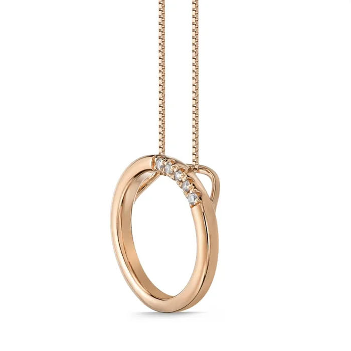 Necklaces Natural Diamond Accent Circle Pendant in Sterling Silver with 18K Rose Gold Goldia Necklaces Natural Diamond Accent Circle Pendant in Sterling Silver with 18K Rose Gold Goldia