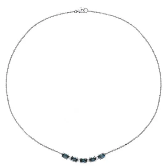 Necklaces Original AMOUR 2 12 CT TGW London Blue Topaz and 17 CT TW Diamond Rounded Bar Necklace In 14K White Gold JMS always Necklaces Original AMOUR 2 12 CT TGW London Blue Topaz and 17 CT TW Diamond Rounded Bar Necklace In 14K White Gold JMS always