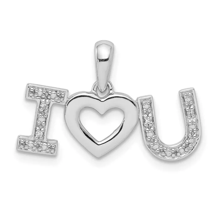 Necklaces Sterling Silver Rhodium Plated Diamond I Love You Pendant Goldia