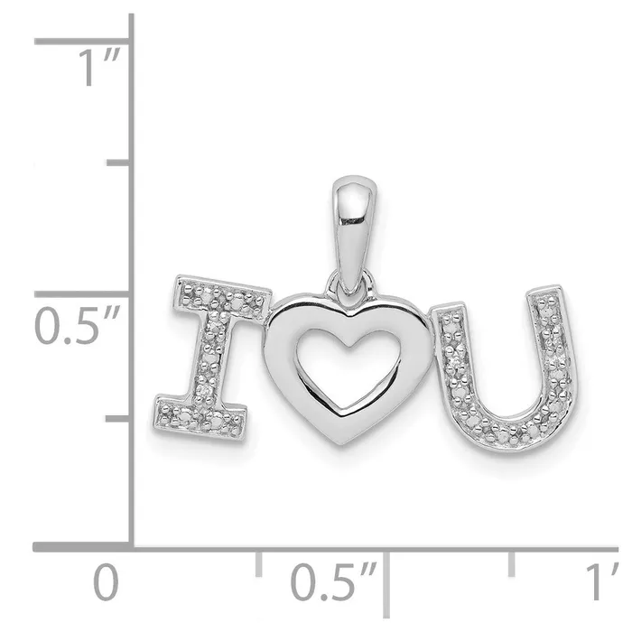 Necklaces Sterling Silver Rhodium Plated Diamond I Love You Pendant Goldia