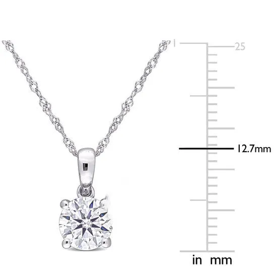 Original AMOUR 1 CT DEW Created Moissanite Solitaire Pendant with Chain In 10K White Gold JMS always Necklaces Original AMOUR 1 CT DEW Created Moissanite Solitaire Pendant with Chain In 10K White Gold JMS always Necklaces
