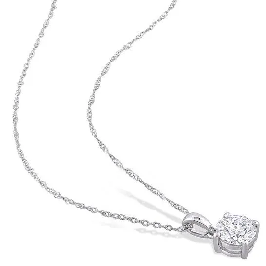 Original AMOUR 1 CT DEW Created Moissanite Solitaire Pendant with Chain In 10K White Gold JMS always Necklaces Original AMOUR 1 CT DEW Created Moissanite Solitaire Pendant with Chain In 10K White Gold JMS always Necklaces