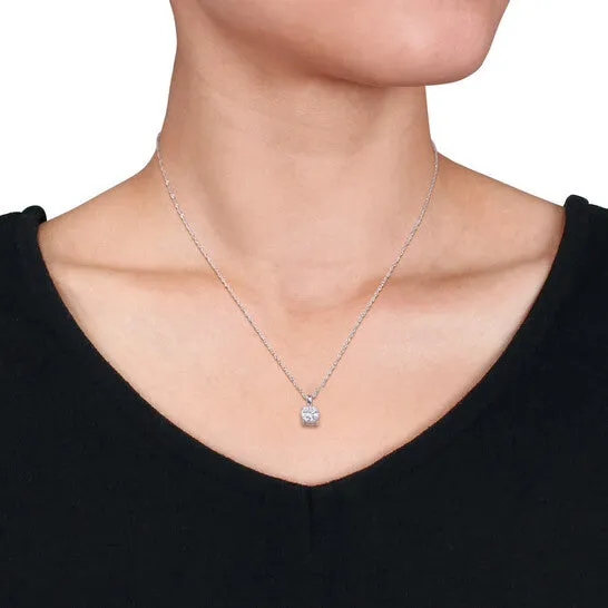 Original AMOUR 1 CT DEW Created Moissanite Solitaire Pendant with Chain In 10K White Gold JMS always Necklaces Original AMOUR 1 CT DEW Created Moissanite Solitaire Pendant with Chain In 10K White Gold JMS always Necklaces