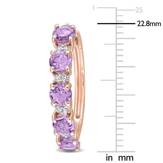 Original AMOUR 2 12 CT TGW Amethyst and White Topaz Hoop Earrings In Rose Plated Sterling Silver JMS always Earrings Original AMOUR 2 12 CT TGW Amethyst and White Topaz Hoop Earrings In Rose Plated Sterling Silver JMS always Earrings