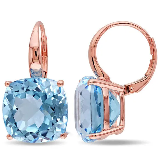 Original AMOUR 23 13 CT TGW Sky Blue Topaz Leverback Earrings In 14K Rose Gold JMS always Earrings Original AMOUR 23 13 CT TGW Sky Blue Topaz Leverback Earrings In 14K Rose Gold JMS always Earrings
