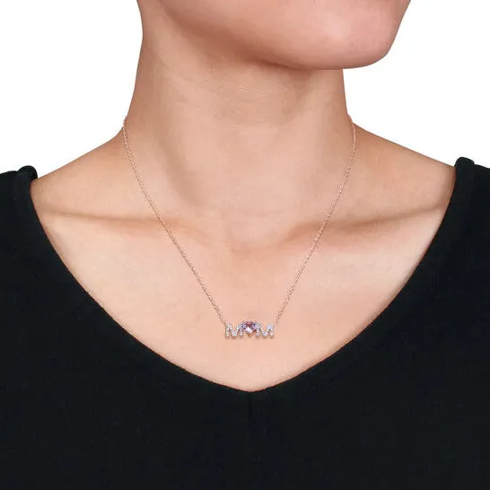Original AMOUR 35 CT TGW Heart Rose De France and 110 CT TDW Diamond mom in Pendant with Chain In Rose Plated Sterling Silver JMS always Necklaces Original AMOUR 35 CT TGW Heart Rose De France and 110 CT TDW Diamond mom in Pendant with Chain In Rose Plated Sterling Silver JMS always Necklaces