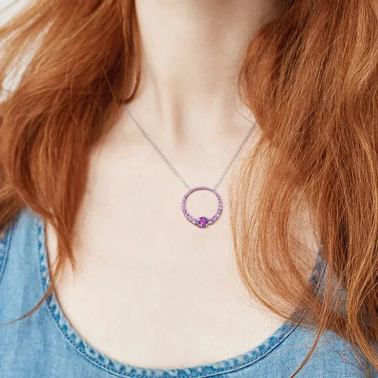 Original AMOUR 3 CT TGW African Amethyst Circle Of Life Pendant with Chain In Sterling Silver JMS always Necklaces Original AMOUR 3 CT TGW African Amethyst Circle Of Life Pendant with Chain In Sterling Silver JMS always Necklaces