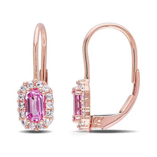 Original AMOUR Pink and White Sapphire Halo Leverback Earrings In 10K Rose Gold JMS always Earrings Original AMOUR Pink and White Sapphire Halo Leverback Earrings In 10K Rose Gold JMS always Earrings