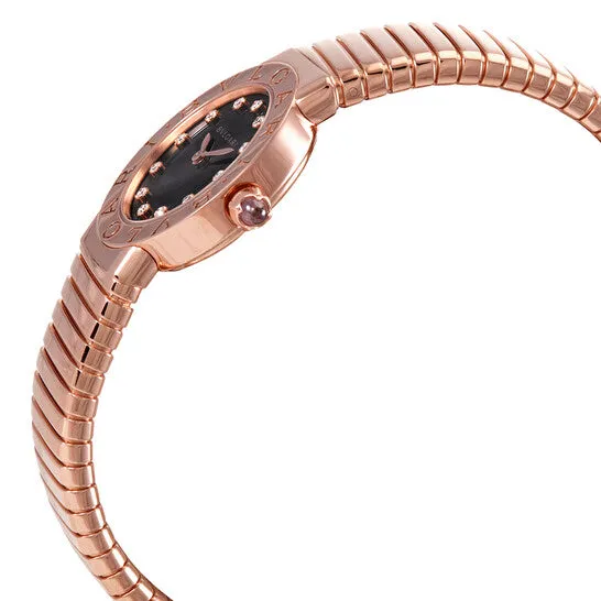 Original Bvlgari Bvlgari Black Lacquered Dial 18K Rose Gold Diamond Small Ladies Watch 102225 JMS always PreStyled Sets