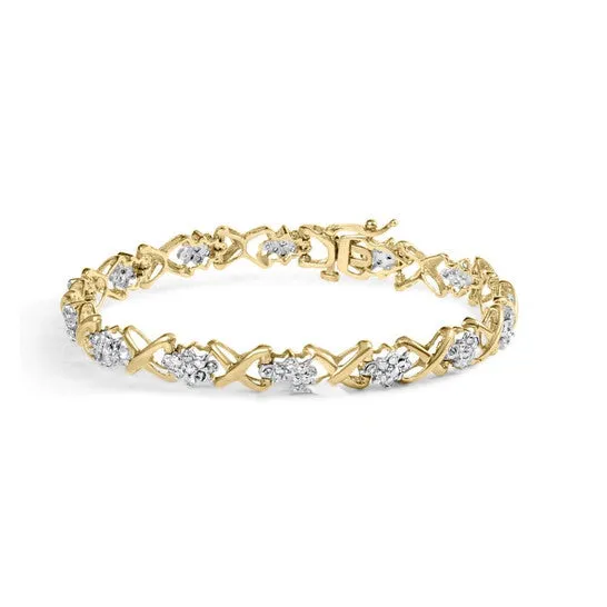 Original Haus of Brilliance 10k Yellow Gold Plated 925 Sterling Silver 200 Cttw RoundCut Diamond Link 7 Bracelet HI Color I2I3 Clarity JMS always Bracelets