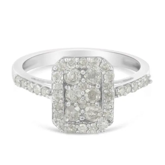 Original Haus of Brilliance Sterling Silver 1ct TDW RoseCut Diamond Emerald Frame Ring IJ I3 JMS always Rings Original Haus of Brilliance Sterling Silver 1ct TDW RoseCut Diamond Emerald Frame Ring IJ I3 JMS always Rings
