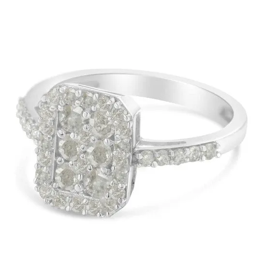Original Haus of Brilliance Sterling Silver 1ct TDW RoseCut Diamond Emerald Frame Ring IJ I3 JMS always Rings Original Haus of Brilliance Sterling Silver 1ct TDW RoseCut Diamond Emerald Frame Ring IJ I3 JMS always Rings