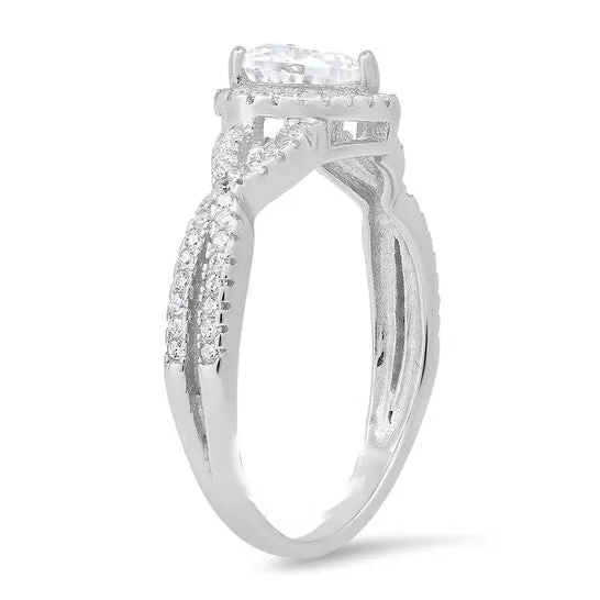 Original Kylie Harper Sterling Silver Heartcut Cubic Zirconia CZ Halo Ring JMS always Rings Original Kylie Harper Sterling Silver Heartcut Cubic Zirconia CZ Halo Ring JMS always Rings