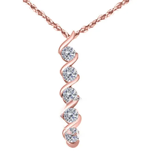 Original Maulijewels 100 Carat Natural Round White Diamond Five Stone 10K Rose Gold Pendant Necklace With 18 10k Rose Gold Plated Sterling Silver Box Chain JMS always Necklaces Original Maulijewels 100 Carat Natural Round White Diamond Five Stone 10K Rose Gold Pendant Necklace With 18 10k Rose Gold Plated Sterling Silver Box Chain JMS always Necklaces