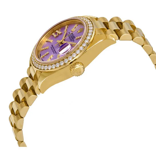 Original Rolex LadyDatejust 28 Liliac Dial 18K Yellow Gold President Automatic Ladies Watch 279138LISRDP JMS always PreStyled Sets