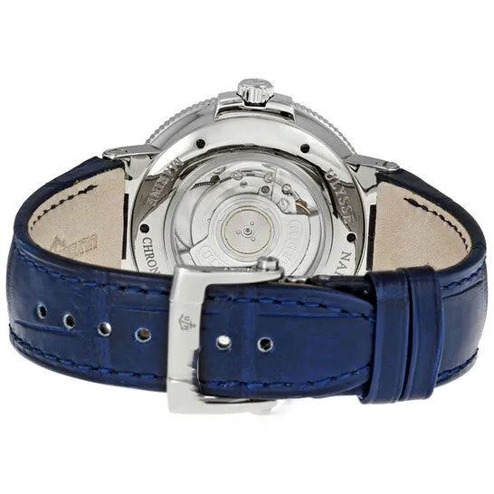 Original Ulysse Nardin Maxi Marine Chronometer Blue Leather Mens Watch 2636743 JMS always Watches