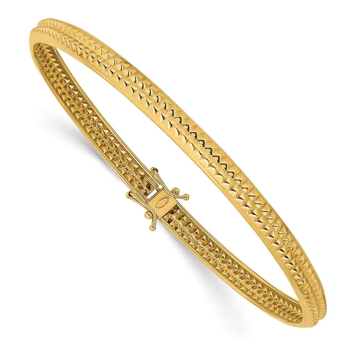 PreStyled Sets 14k Yellow Gold Polished Textured Flexible Bangle Goldia
